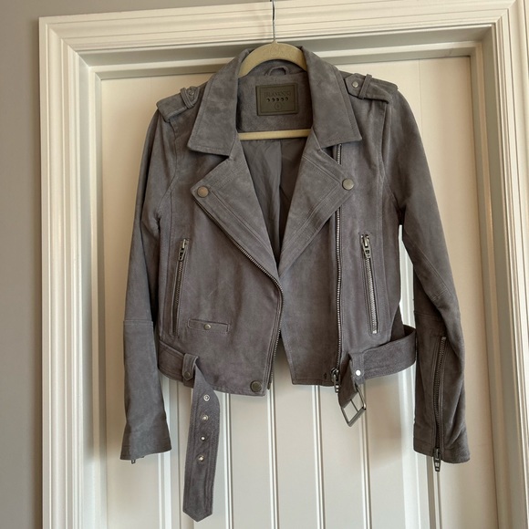 BlankNYC Genuine Suede Moto Jacket in Cloud Gray - Picture 3 of 5